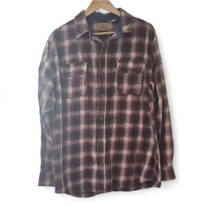 Red Head Ranch Flannel Button-Up Shirt Sz L Plaid 100% Cotton Classic Outdoor